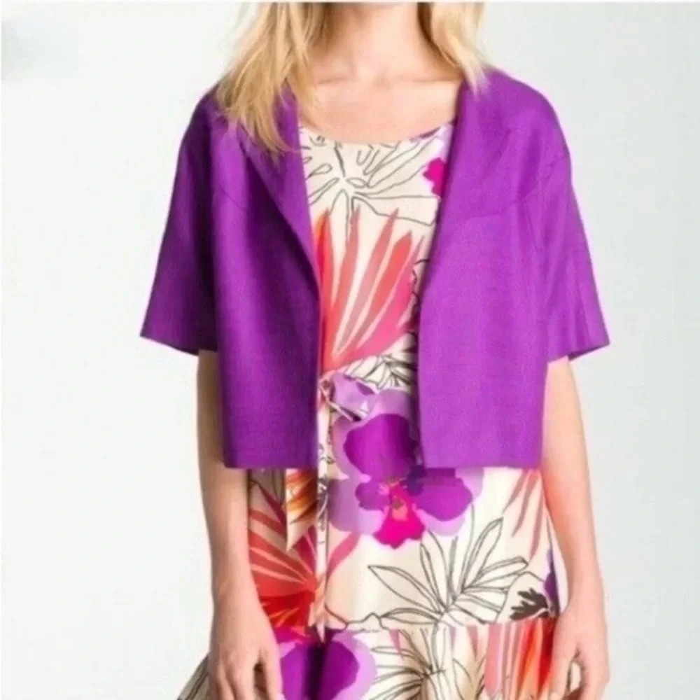 KATE SPADE NEW YORK Women's Violet Purple Lined Cropped MICAH Jacket Size 0 XXS